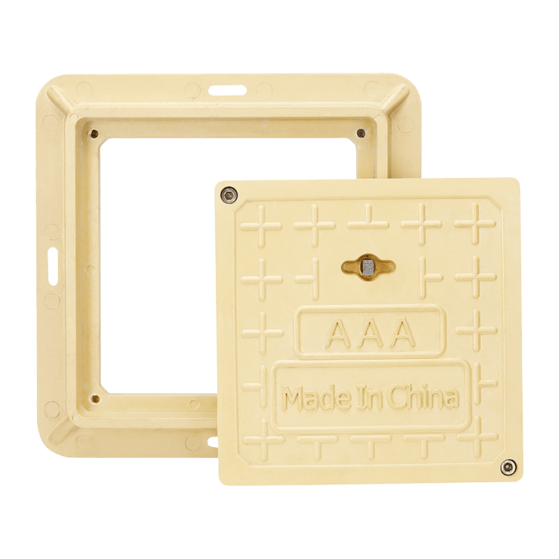 Tapa de alcantarilla cuadrada compuesta para orificio de mano SMC, B125 transparente abierta 270x270